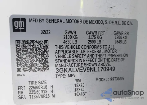 2022 GMC Terrain Awd Slt from USA, damaged, VIN 3GKALVEV9NL170949